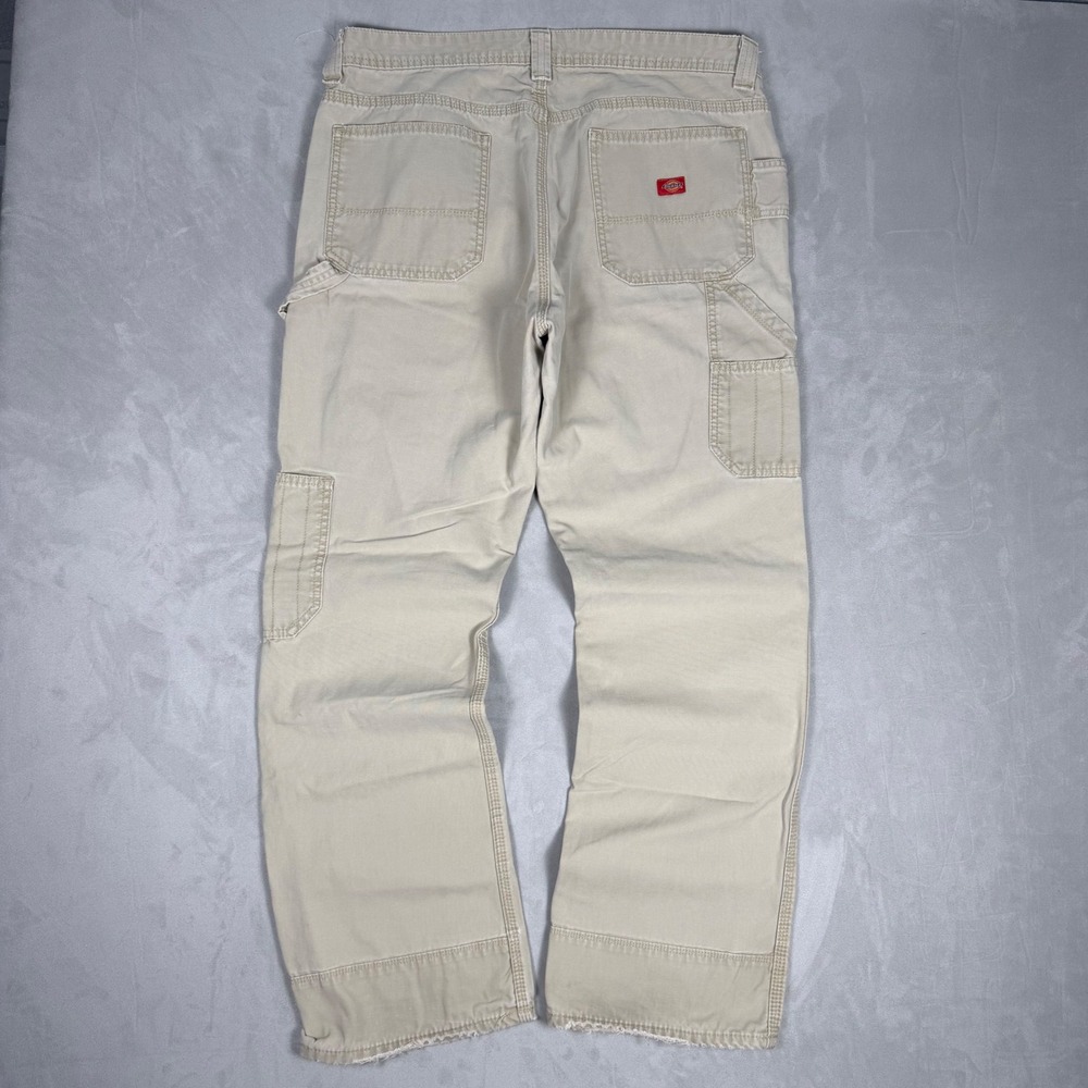 Y2K Mens Dickies Relaxed Fit Carpenter Workwear Pants Tan 30x28